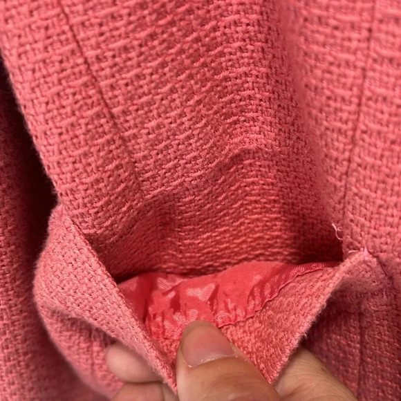Pretty pink vintage blazer feminine size 2 textured lined pleated cuffs neckline - Picture 8 of 11